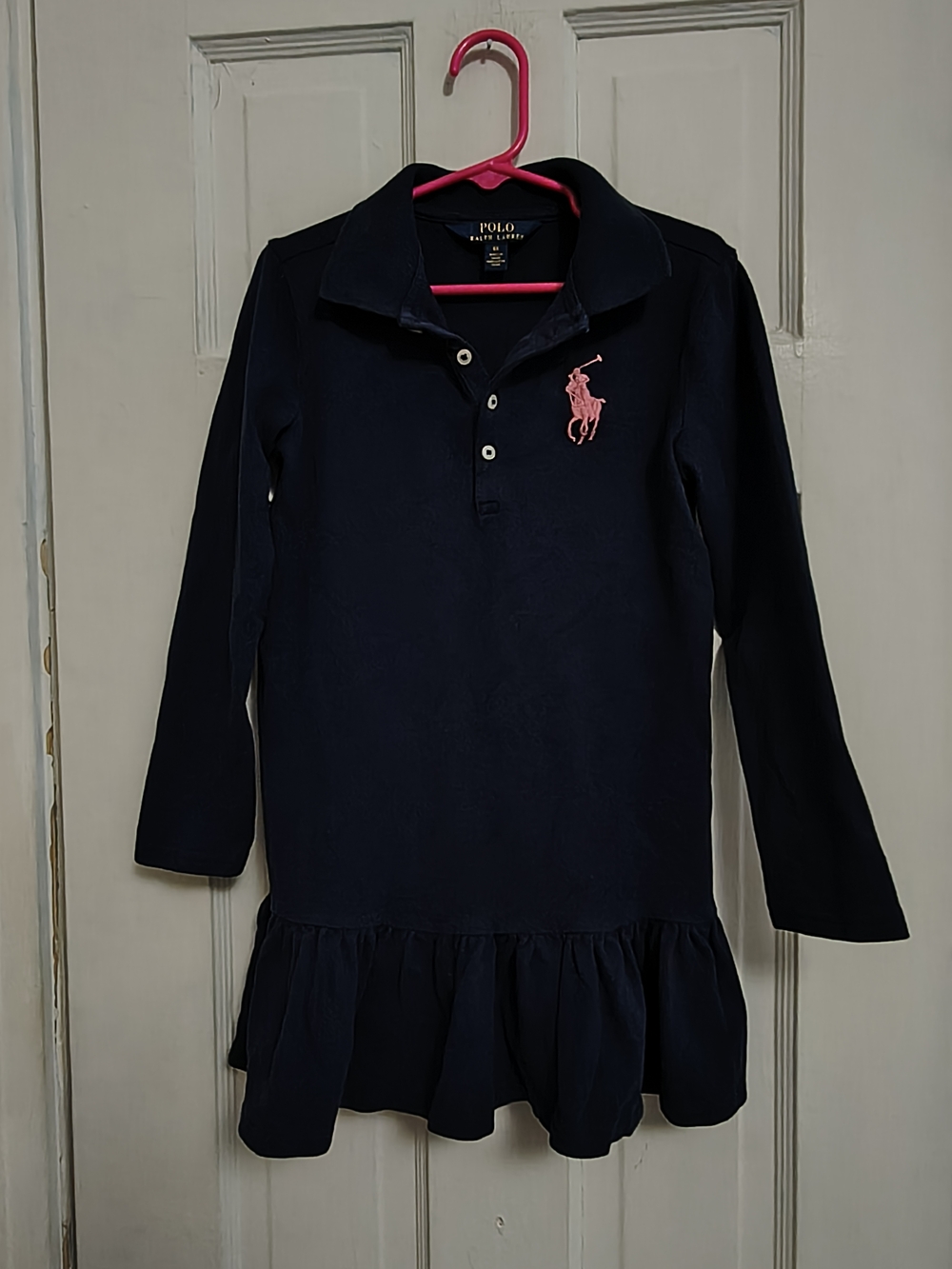 Polo by Ralph Lauren Navy Long-Sleeve Polo Dress with Pink Pony